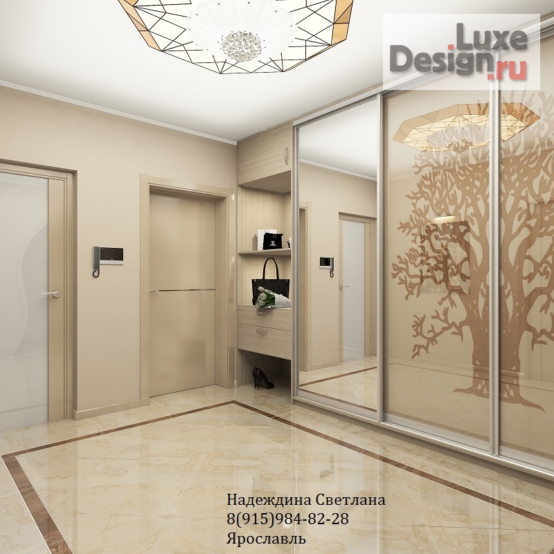 Дизайн интерьера четырехкомнатной квартиры "ПРИХОЖАЯ С ВИТРАЖОМ" (фото 1)