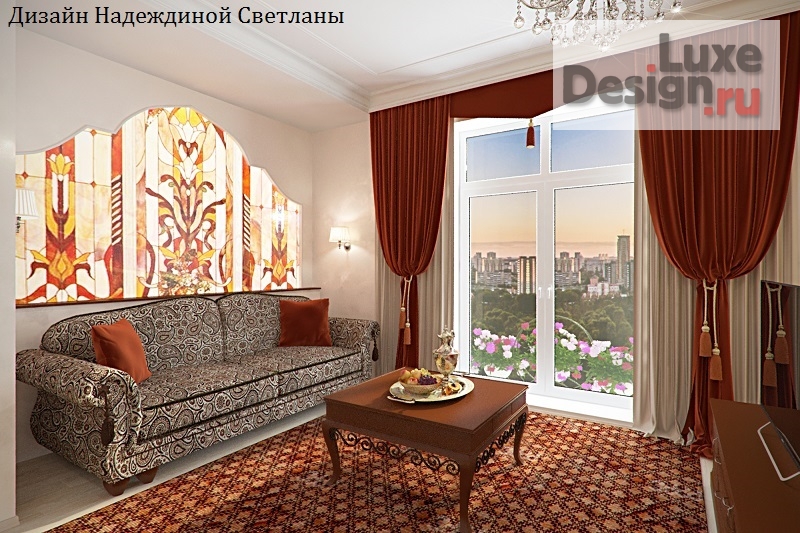 Дизайн интерьера двухкомнатной квартиры "Квартира с восточным колоритом" (фото 2)