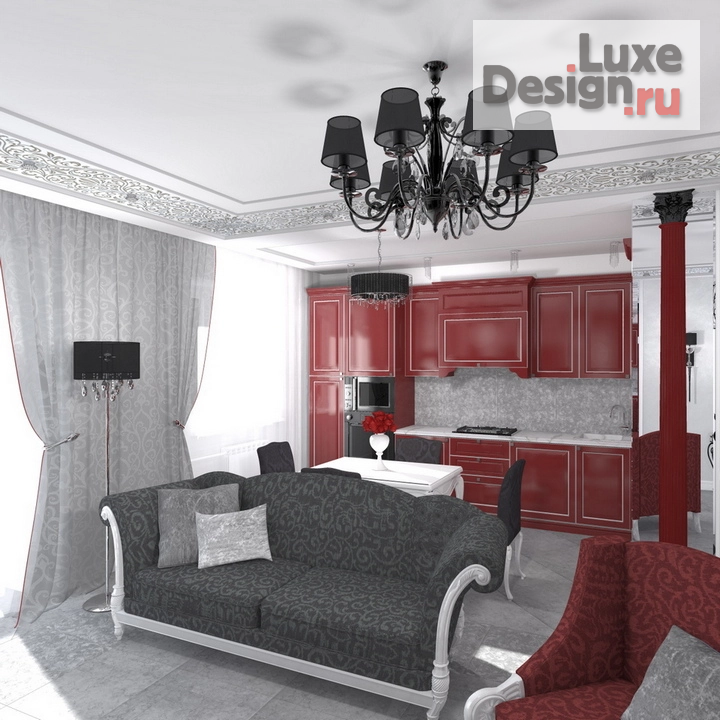 Дизайн интерьера гостиной "Проект кухни-гостиной" (фото 1)