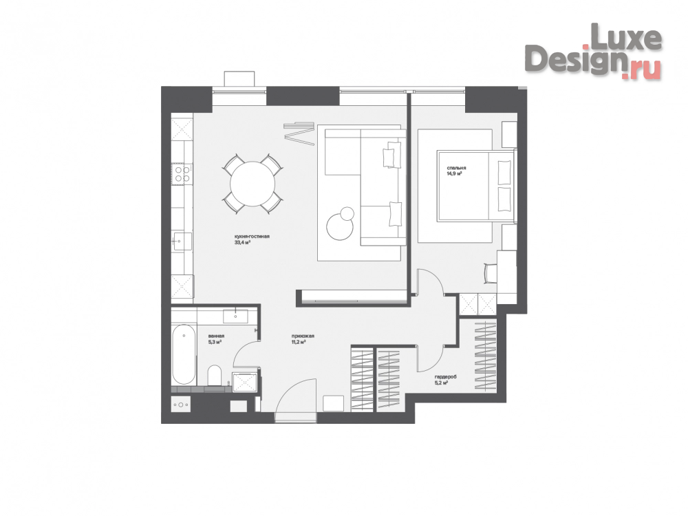 Дизайн интерьера двухкомнатной квартиры "ЖК Match Point, Москва" (фото 11)
