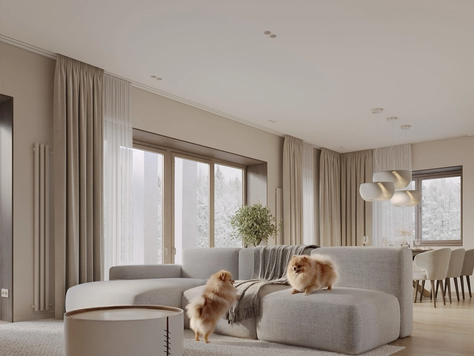 Дизайн интерьера в Ярославле "Дизайн проект загородного дома 140 м2 'Шпиц House'"