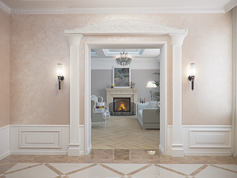 Дизайн интерьера загородного дома в Ярославле " ДОМ НА ТВЕРИЦКОЙ НАБЕРЕЖНОЙ В ЯРОСЛАВЛЕ 1 ЭТАЖ"