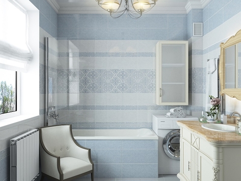 Дизайн интерьера ванной в Ярославле "Голубая ванная"